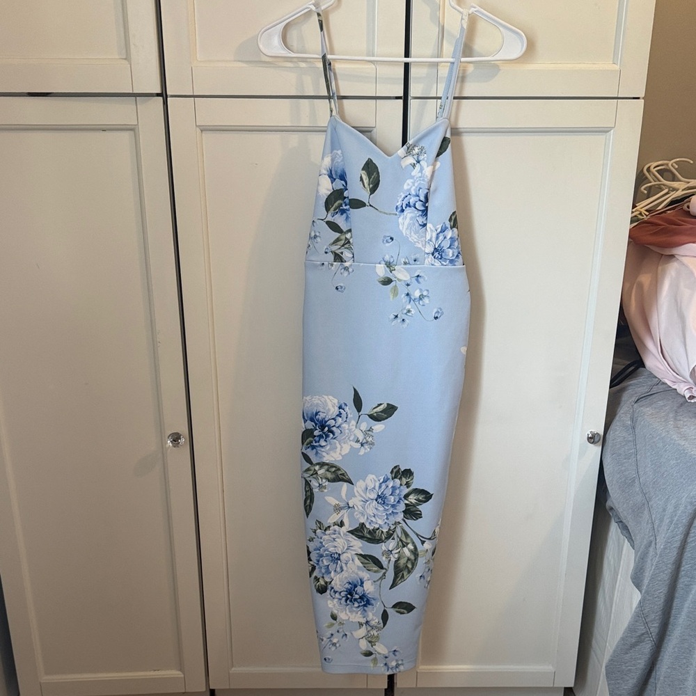 ASOS Light Blue Floral Midi Dress NWT